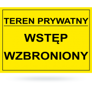 Tab: Teren prywatny wstęp wzbroniony zół-cza 20x33