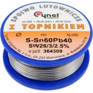 Cyna 100g FI 3,0mm z topnikiem Sn60Pb40 CYNEL