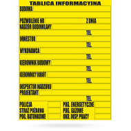 Tablica informacja budowlana 70x90cm DUŻA BTI-2/2