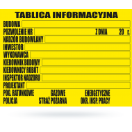 Tablica infor budowlana 50x70 MAŁA   BTI-1/2